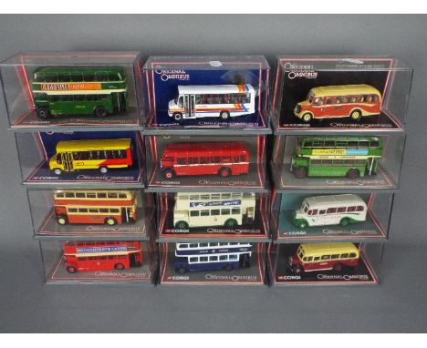 Corgi Original Omnibus - A fleet of 12 x boxed limited edition bus models in 1:76 scale including # 41202 Leyland Titan PD3A/