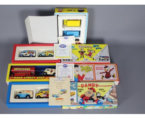 Corgi - 4 x limited edition boxed sets of Beano &amp; Dandy related vehicles including Morris J van &amp; AEC bus number 1708