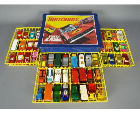 Matchbox - A vintage Matchbox 48 x car Carry Case with 4 x trays and 48 x vehicles including # 20 Lamborghini Marzal in pink 