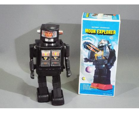 CDI - A boxed plastic Honk Kong made 'Moon Explorer' robot with opening chest compartment which reveals guns, which appears t