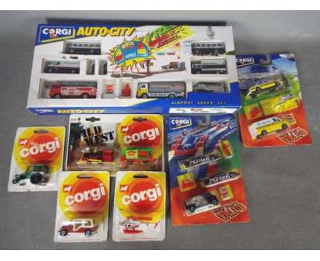 Corgi, Corgi juniors - Seven boxed / carded diecast model vehicles from Corgi. Lot includes Corgi #93125 Airport Super Set; C
