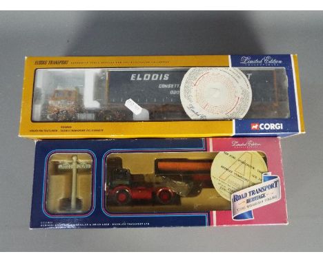 Corgi - 2 x boxed limited edition trucks, Volvo F88 Tautliner in Elddis Transport of Consett livery # CC13103. Bedford KM pla