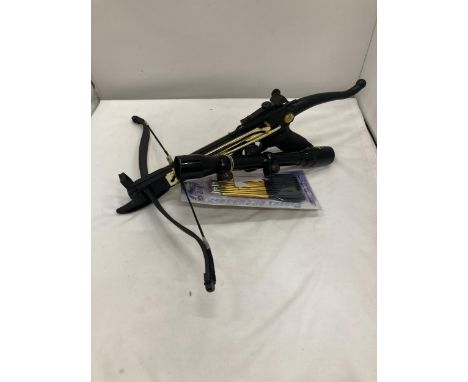 A COBRA CROSSBOW WITH TELESCOPIC SIGHT AND BOLTS 