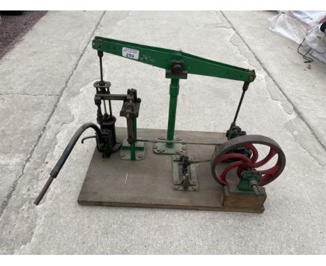 A MINIATURE BEAM ENGINE, HAND MADE AND PREVIOUSLY OWNED BY FRED DIBNAH MBE, LENGTH OF BEAM 16" 