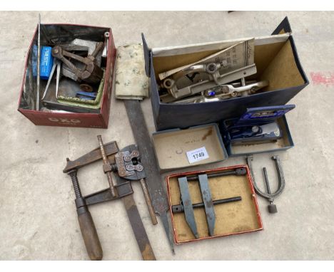 AN ASSORTMENT OF ENGINEERS TOOLS TO INCLUDE A RECORD REBATE PLANE, CLAMPS AND A FURTHER PLANE ETC -ALL PROCEEDS TO FRANCIS HO