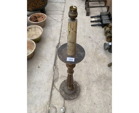 A VINTAGE STANDARD LAMP IN THE FORM OF A CANDLE STICK 