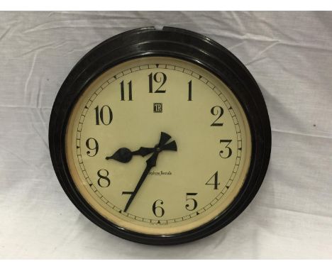 A VINTAGE TELEPHONE RENTALS LIMITED SLAVE ELECTRICAL CLOCK W: 38CM 