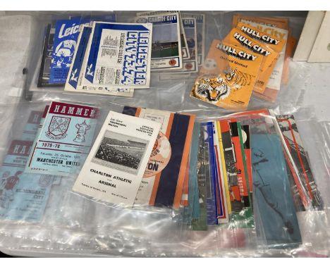 A LARGEQUANTITY OF VINTAGE FOOTBALL PROGRAMMES TO INCLUDE HULL CITY, LEICESTER CITY, WEST HAM, CARDIFF CITY, ETC 