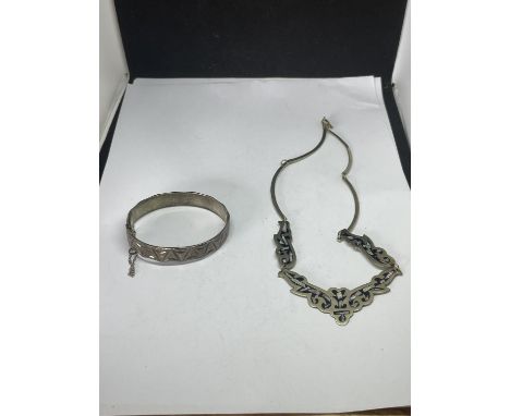 TWO MARKED SILVER ITEMS TO INCLUDE A NECKLACE AND BANGLE 