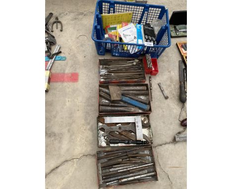 AN ASSORTMENT OF ENGINEERS TOOLS TO INCLUDE SAMLL FILES, LETTER PUNCHES AND CHISELS ETC -ALL PROCEEDS TO FRANCIS HOUSE CHILDR
