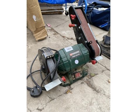 A PARKSIDE PSBS 240 C2 BENCH GRINDER WITH BELT SNADER 
