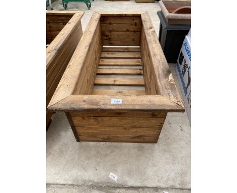 A LARGE AS NEW CHARLES TAYLOR STYLE WOODEN PLANTER TROUGH 