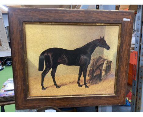 A VINTAGE HORSE PRINT ON BOARD BY CHARLES XAVIER HARRIS 1889 65CM X 54CM 