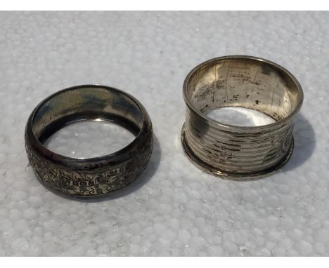 TWO VINTAGE SILVER BIRMINGHAM HALLMARKED NAPKIN RINGS WEIGHT 28 GRAMS 