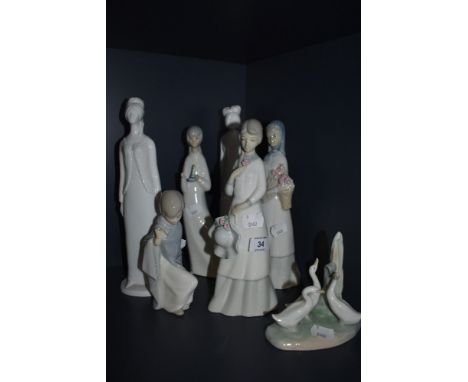 A collection of Lladro,Nao and Spode figurines.