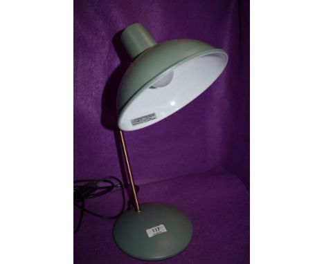 A vintage style posable desk lamp in duck egg blue.