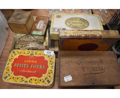 A selection of vintage advertising boxes and smokers humidor containers