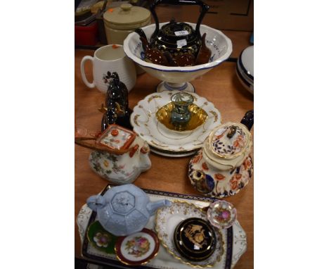 A mixed lot of vintage and antique ceramics including teapots,Bowls, plates and jugs.