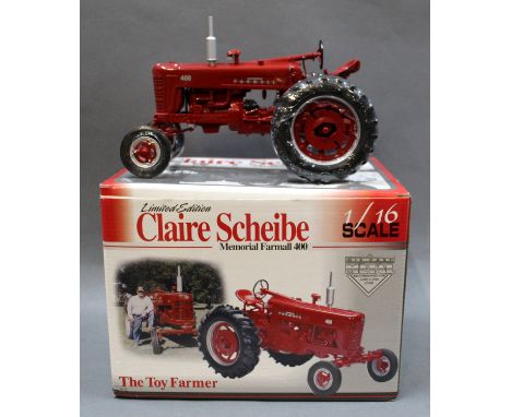 A limited edition Claire Scheibe Memorial Farmall 400 "The Toy Framer" tractor 1/16 scale, boxed, and with polystyrene insert