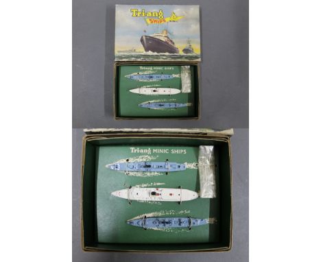 A Triang Minic ships, original series 1959-64, "RY Britania with destroyer escort" (M894) presentation set, containing 3 mode