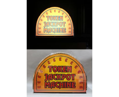 A metal Token Jackpot Machine light up display, measuring 59cm x 41cm 