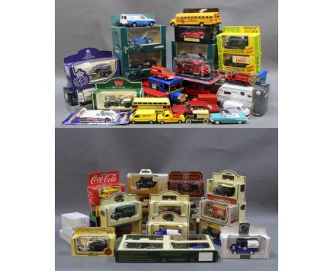 2 boxes of mixed diecast, to include Corgi, Lledo, and promotional vehicles 