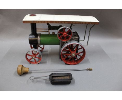 A Mamod TE1 A steam tractor, with burner and steering rod 