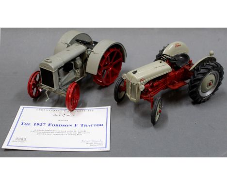 Two Danbury Mint 1/12th scale model tractors: A 1927 Fordson F Tractor and a 1952 Ford 8 N Tractor