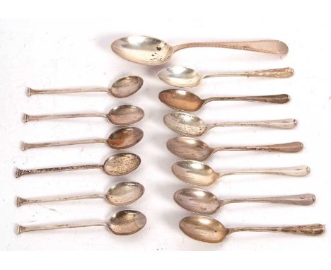 Mixed Lot: A set of six silver seal top teaspoons, Birmingham 1926, makers mark William Hair Haseler, a set of six Hanovarian