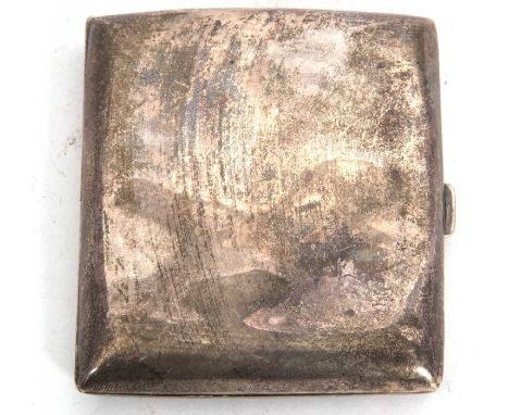 A hallmarked silver cigarette case of plain form, hallmarked for Birmingham 1924, makers mark is Henry Williamson Ltd, 64gms 