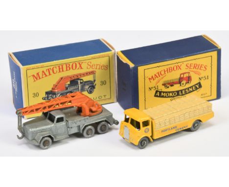 Matchbox Regular Wheels Commercial pair (1) 30b Magirus Deutz Crane Truck - Stannard Code 6 - silver type A body, dark orange