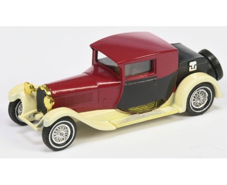 Matchbox Models of Yesteryear Y24 1928 Bugatti T44 - colour trial model - maroon body, black door panels, cream chassis, blac