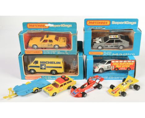 Matchbox SuperKings, a Car Group to include, K-11 Michelin Dodge Delivery Van, 2x K-95 Audi Quattro K-79 Plymouth Taxi and So