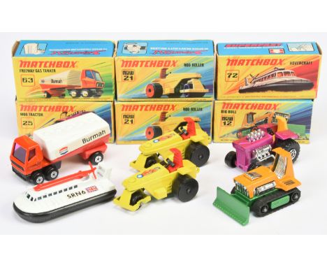 Matchbox Superfast group to include 12c Big Bull Bulldozer - black plastic rollers with original &amp; pliable black rubber t