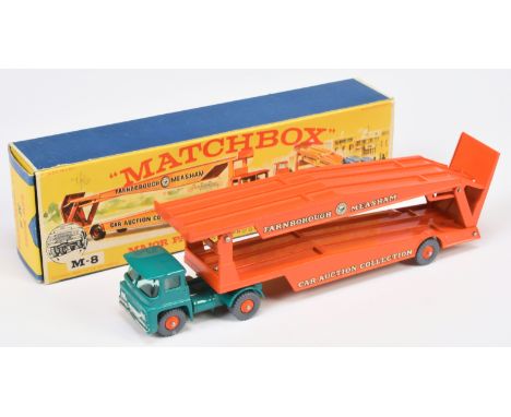 Matchbox Regular Wheels Major Pack M8 Guy Warrior Articulated Car Transporter - turquoise tractor unit with turquoise green w