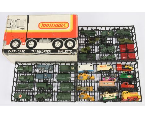 Matchbox Superfast 36 Compartment Car truck design Carry Case 1978 Lesney - white and red vinyl with 3 x black plastic trays,