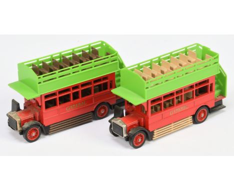 Matchbox Models of Yesteryear Y23 1922 AEC S-type Omnibus colour trial pair (1) London General red body, glossy black chassis
