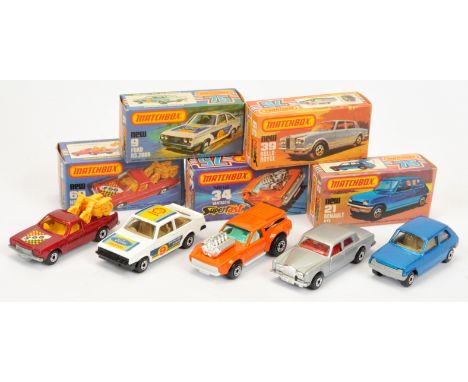 Matchbox Superfast group (1) 9c Ford Escort RS2000 - white body with racing number 9 labels, clear windows, dark tan interior
