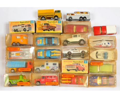 Matchbox Superfast a mixed group to include 60c Holden Pick-Up Truck red body, light amber windows racing number 500 hood lab