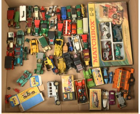 Matchbox &amp; Corgi unboxed group to include Models of Yesteryear Y9 Fowler Showmans Engine- red, AEC Osram Lamps Truck - li