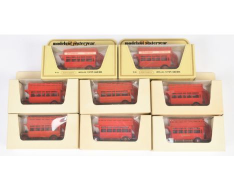 Matchbox Models of Yesteryear Y23 1922 AEC S Type Omnibus colour trial group - (1) London General red body, glossy black chas