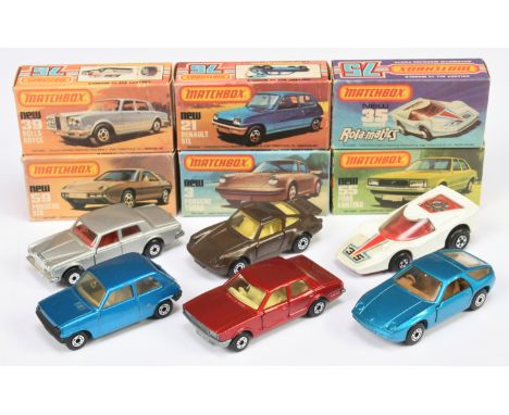 Matchbox Superfast group of Cars to include 3c Porsche 911/930 Turbo - metallic brown body, clear windows, yellow interior, g