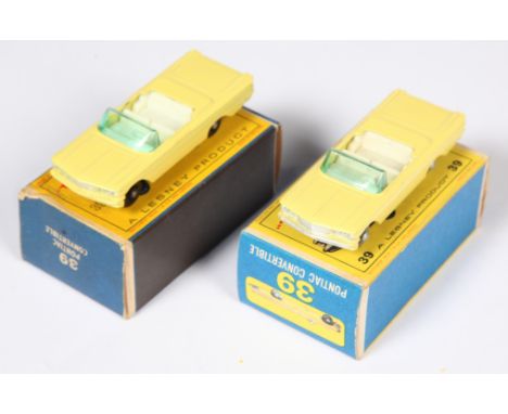 Matchbox Regular Wheels 39b Pontiac Bonneville Convertible pair (1) Stannard Code 10 - primrose yellow body with silver trim,