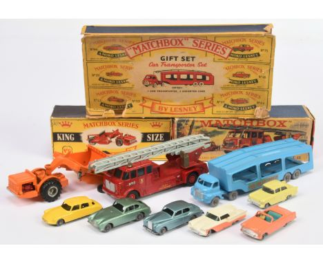 Matchbox King Size &amp; Regular Wheels group to include G-2 Car Transporter Gift Set containing&nbsp; Accessory Pack A2 Bedf