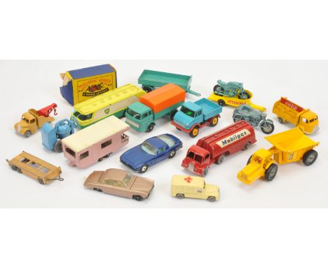 Matchbox Regular Wheels &amp; Major Pack Unboxed group to include 13a Bedford Wreck Truck (with Poor Box) 4c Triumph Motorcyc