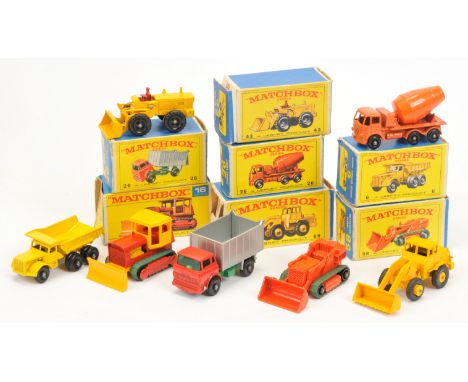 Matchbox Regular Wheels Construction group to include 6C Euclid Quarry Truck - yellow without silver trim; 26B Foden Cement T