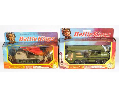 Matchbox Battle Kings pair (1) K113 Military Armoured Mobile Crane - military green body, clear windows, tan interior, matt b