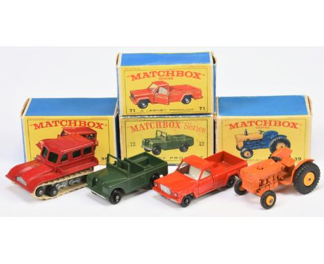 Matchbox Regular Wheels mixed group (1) 12b Military Land Rover - green, black plastic wheels (2) 35b Snow-trac - red, silver