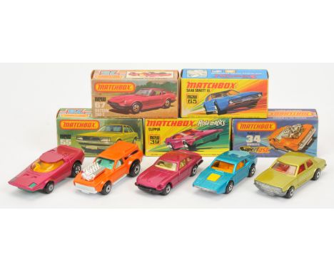 Matchbox Superfast group (1) 34b Ford Mustang Vantastic - orange body with exposed engine, white base and fishtail side label