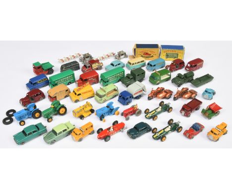 Matchbox Regular Wheels unboxed group to include 69a Commer Nestles Van - maroon body, grey plastic wheels with rounded axles